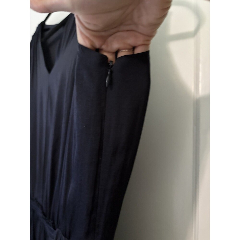 Banana Republic Goddess Dress Size 8 Navy Blue Fit & Flare Sleeveless V Neck - Picture 5 of 12
